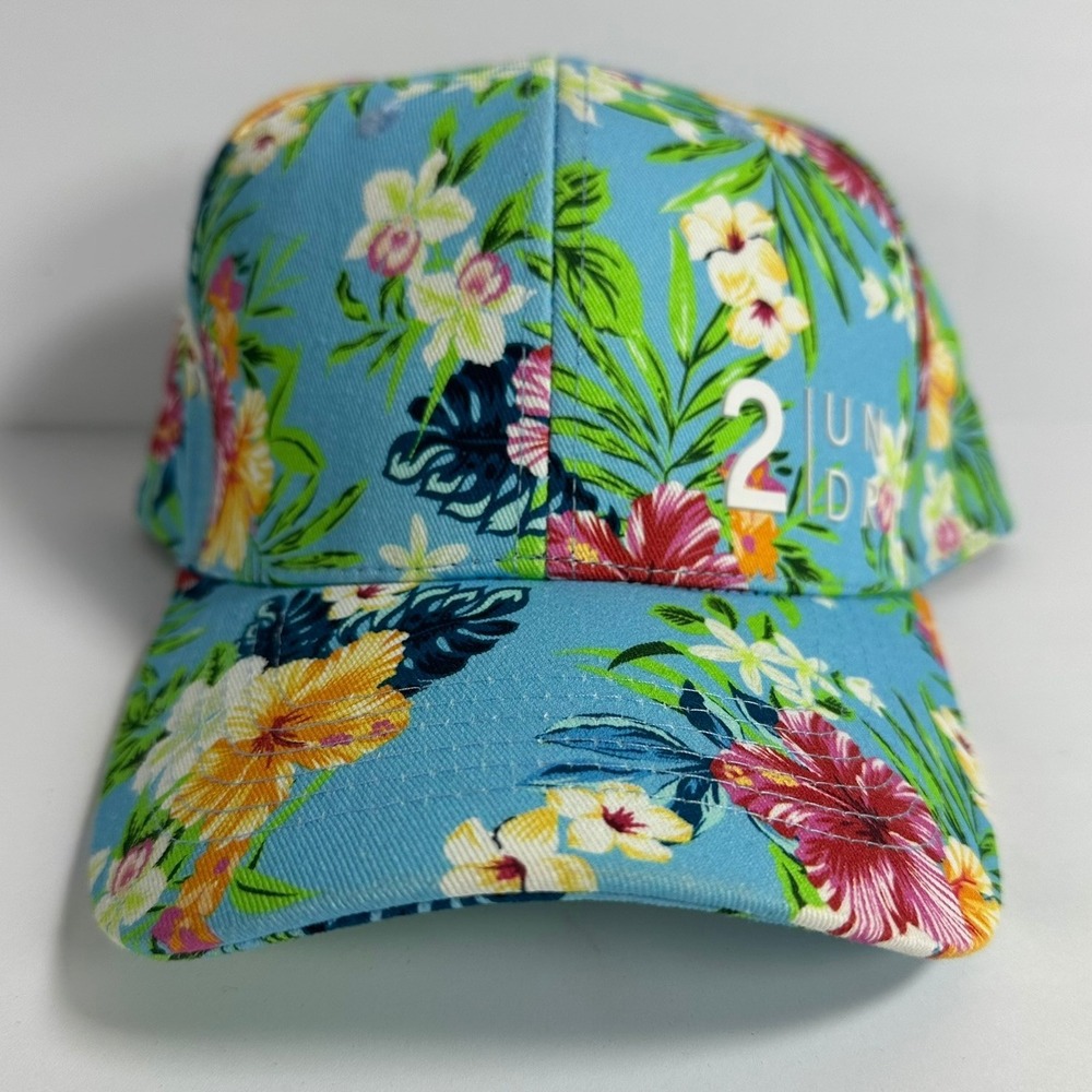 2UNDR Tropical Floral‎ Print Baseball Cap Blue Cotton Adjustable Snapback